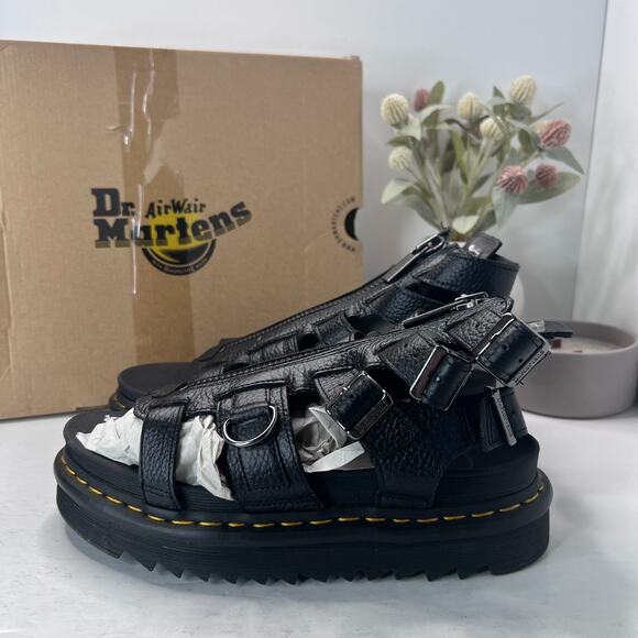 Dr Martens Olson Milled Nappa Platform Zip Up Gladiator Sandals Black Women's 9 - Picture 2 of 12